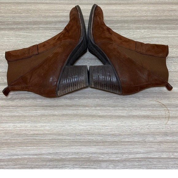 Paul Green Women Boots Brown 6.5 US 9 Suede Chelsea Ankle Block Heel Austria - Picture 6 of 13